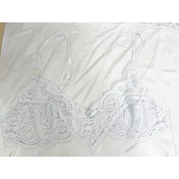 VTG 70's Sz 34 F Vassarette Pale Blue LACE-underneath It All-NYLON FULL SLIP EUC - Picture 3 of 10